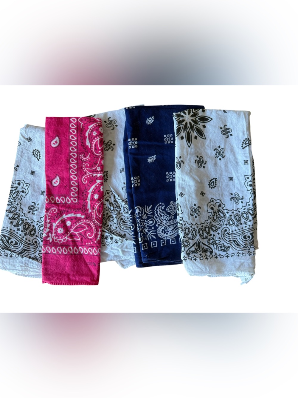 Pack of Bandana Scarves in Pink, Navy, and White